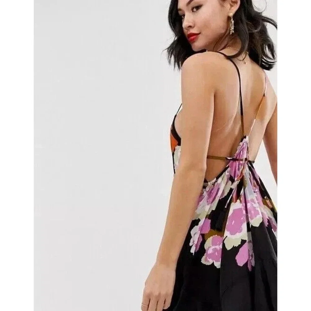 Intimately Free People Sweet Lucy Slip Mini Dress Printed Beach Tiered XS 287989